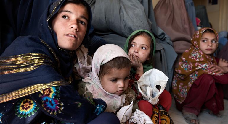 Women and children in the waiting room of a health clinic in Kandahar, Afghanistan.