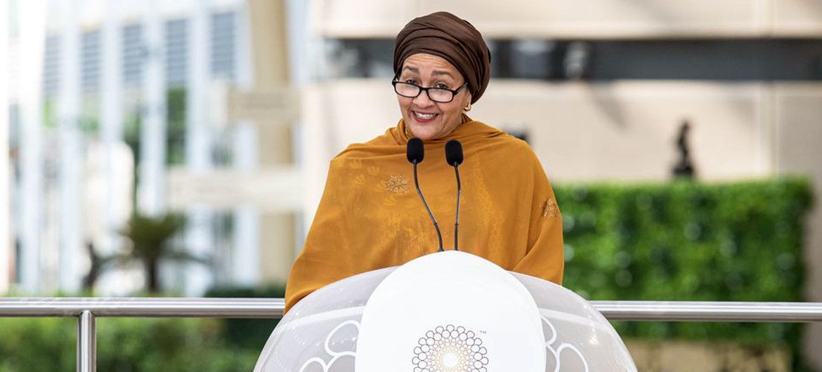 Vice-chefe da ONU, Amina Mohammed, esteve na Expo Dubai 2020 no dia das Nações Unidas
