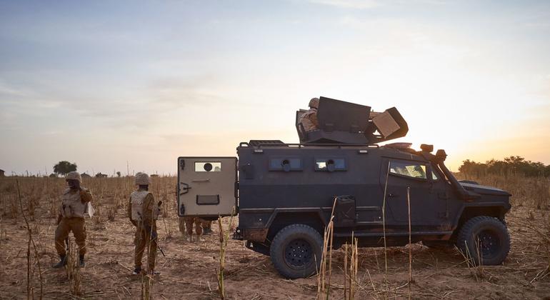 Des soldats du Burkina Faso lors d'une opération militaire à la frontière avec le Mali et le Niger.