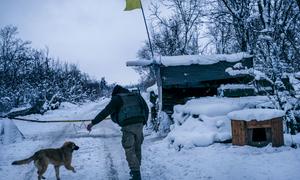 乌克兰东部政府军和非政府军控制区分界线沿线的乌克兰军事阵地