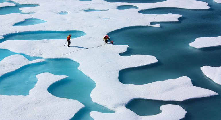 The loss of sea ice accelerates global warming and changes climate patterns.