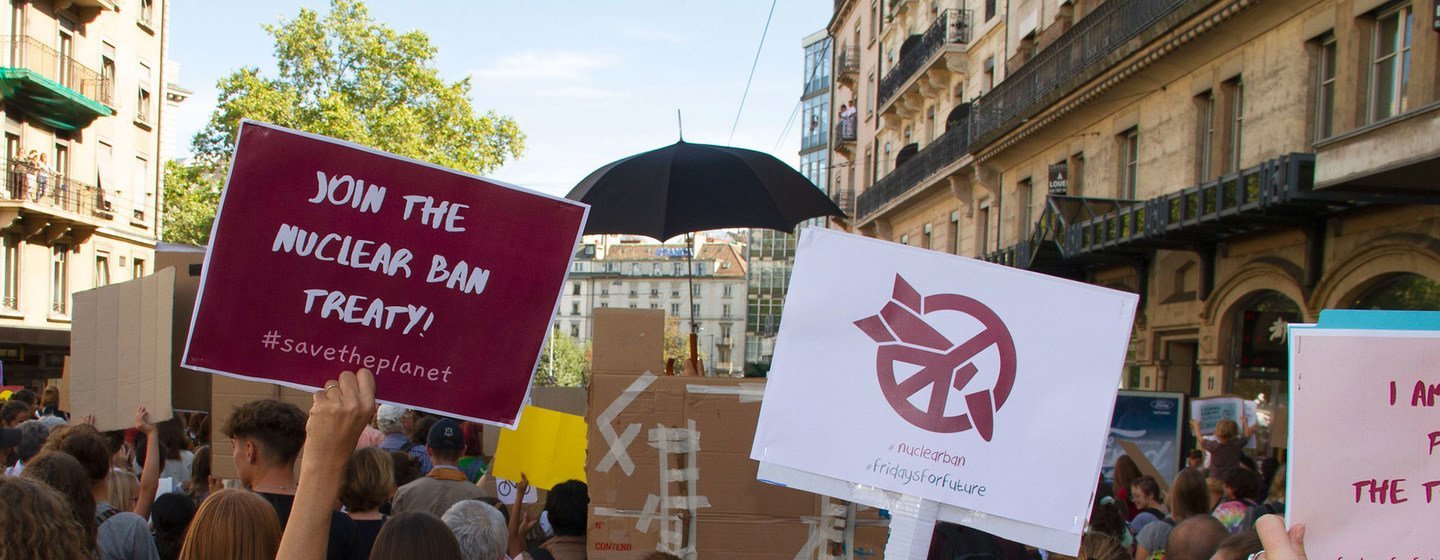 Des manifestants protestent contre les armes nucléaires à Genève (photo d'archives).
