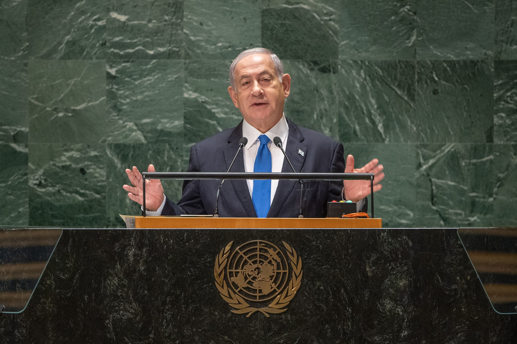 以色列总理内塔尼亚胡在一般性辩论上发言。