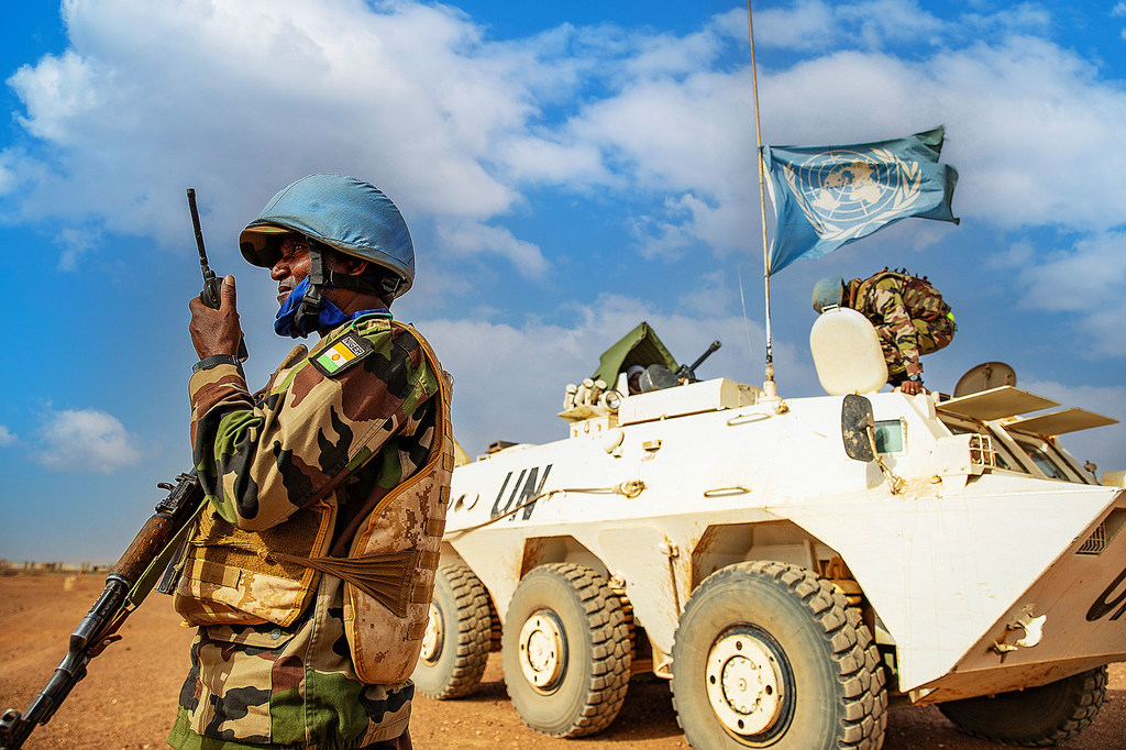 Des soldats de la paix du contingent nigérien de la MINUSMA  dans l'est du Mali.