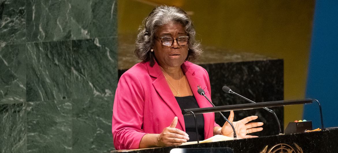 Ambassador Linda Thomas-Greenfield of the United States addresses the resumed 10th Emergency Special Session meeting on the situation in the Occupied Palestinian Territory.