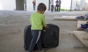 Child at a processing centre in Sahela Village, Iraq, where 182 Syrians who had crossed the border into Iraq were assisted by IOM (October 2019).