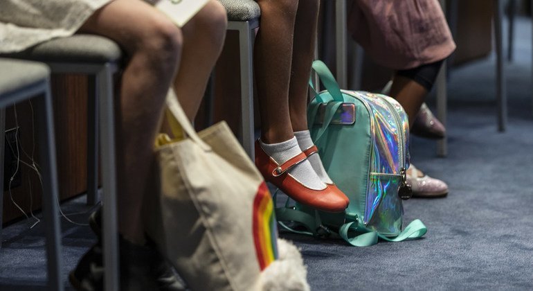 Des enfants assistent à un événement de la Journée internationale de la paix à l'ONU à New York.