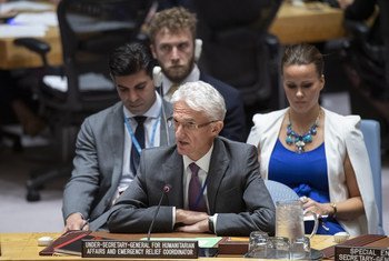 El secretario general adjunto de Asuntos Humanitarios de las Naciones Unidas, Mark Lowcock, se dirige al Consejo de Seguridad el 29 de agosto de 2019.