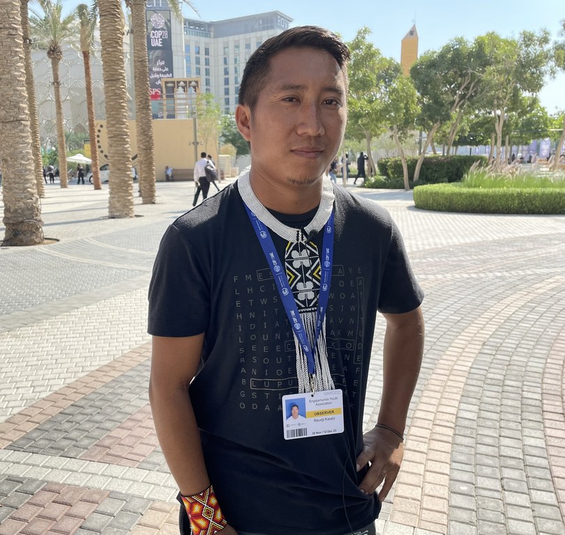Reudji Kaiabi belongs to an indigenous community in Brazil. He is a member of a delegation from a Brazilian youth organization, ‘Engajamundo’, attending the COP28 conference in Dubai, UAE.