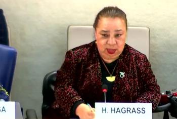 هبة هجرس، المقررة الخاصة المعنية بحقوق الأشخاص ذوي الإعاقة تتحدث أمام مؤتمر الأمم المتحدة الـ 12 حول الأعمال وحقوق الإنسان.م