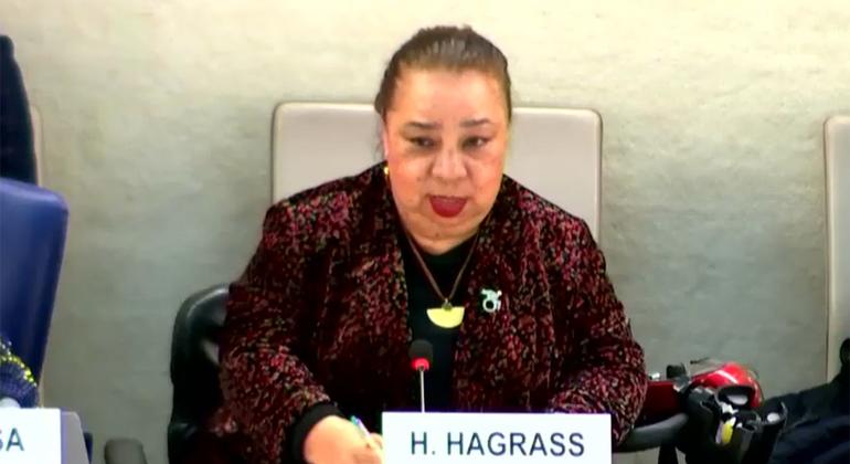 هبة هجرس، المقررة الخاصة المعنية بحقوق الأشخاص ذوي الإعاقة تتحدث أمام مؤتمر الأمم المتحدة الـ 12 حول الأعمال وحقوق الإنسان.م
