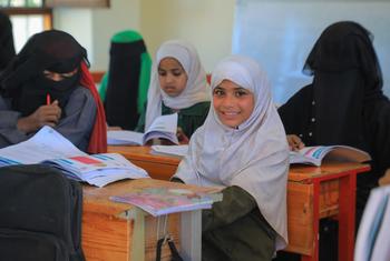 Students at Al Sahary school in Majzar, Marib, Yemen.