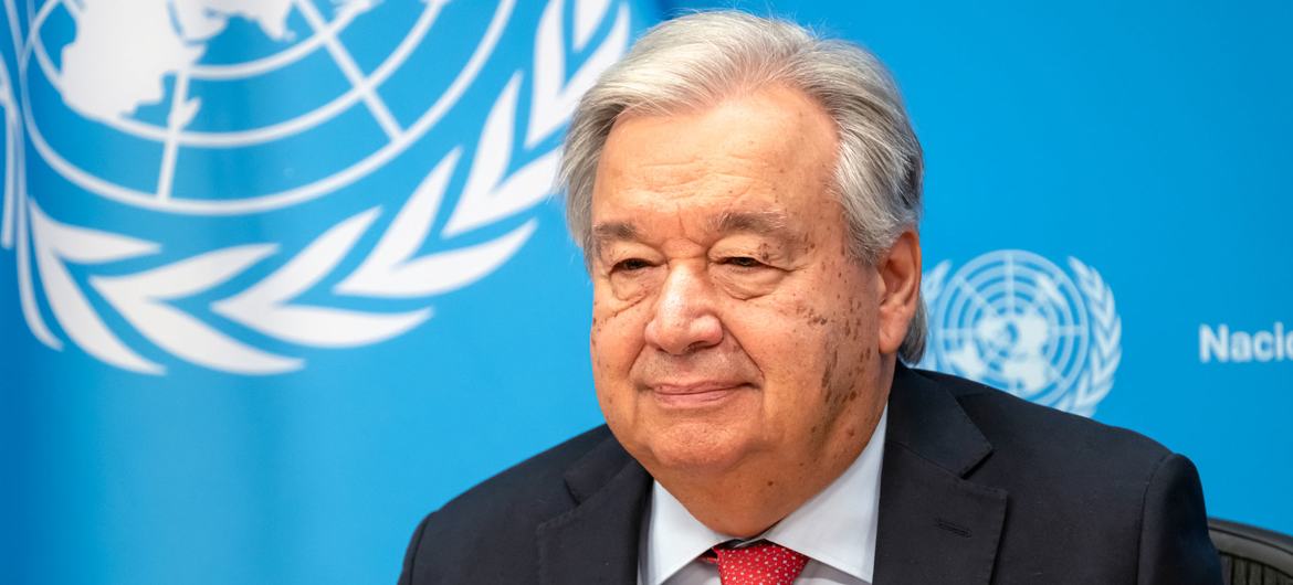 UN Secretary-General Antonio Guterres speaking at a press conference ahead of the General Assembly high-level week.	