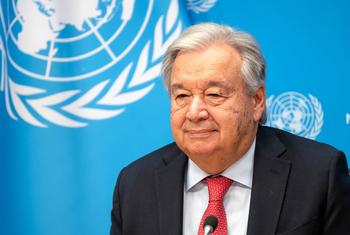 Le Secrétaire général de l'ONU, António Guterres, s'exprimant lors d'une conférence de presse avant la semaine de haut niveau de l'Assemblée générale.