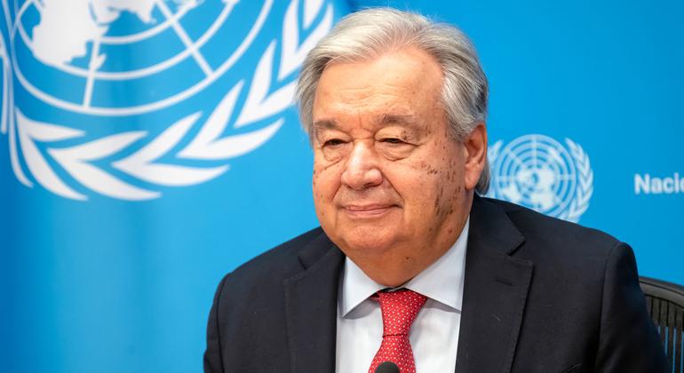 El Secretario General de la ONU, António Guterres, habla en una conferencia de prensa antes de la semana de la Asamblea General.