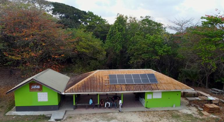 Solar panels on a building in Trinidad