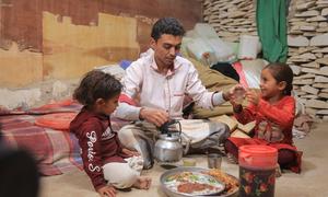 Waleed Al- Ahdal, a simple man who lives in Aljufainah IDPs camp, is preparing the Iftar for him and his kids to break the fasting in Ramadan.