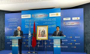 Under-Secretary-General Mr. Miguel Angel Moratinos, the High Representative for the United Nations Alliance of Civilizations and Mr. Nasser Bourita, Minister of Foreign Affairs, African Cooperation and Moroccan Expatriates of the Kingdom of Morocco, spea…