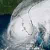 Satellite image of Hurricane Ian as it was making landfall in Florida on September 28, 2022.