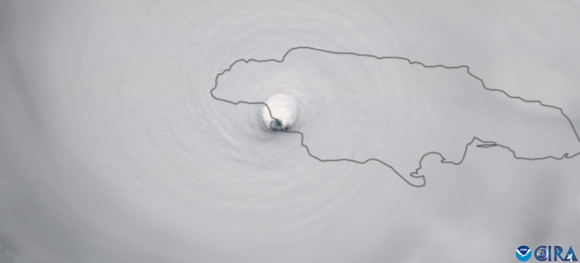 A satellite image shows Hurricane Melissa making landfall near New Hope, in western Jamaica. A satellite image shows Hurricane Melissa making landfall near New Hope, in western Jamaica.