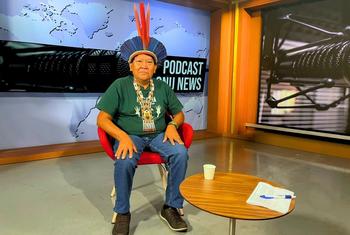 Líder indígena da tribo Yanomami no Brasil, Davi Kopenawa