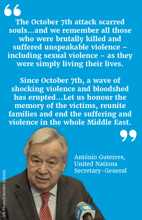 "The October 7th attack scarred souls…and we remember all those who were brutally killed and suffered unspeakable violence – including sexual violence – as they were simply living their lives. Since October 7th, a wave of shocking violence and bloodshed …