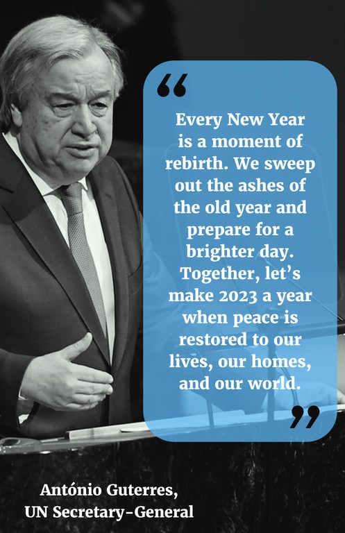 "Every New Year is a moment of rebirth. We sweep out the ashes of the old year and prepare for a brighter day. Together, let’s make 2023 a year when peace is restored to our lives, our homes, and our world."