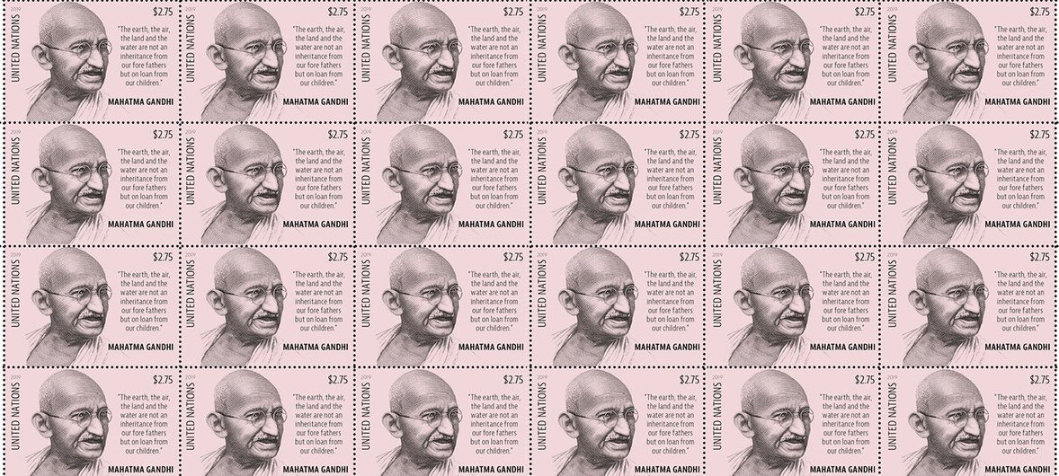 UN Postal Administration-issued stamp of Mahatma Gandhi  in Commemoration of International Day of Non-Violence. (2 October 2019)