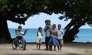 Children play on the beach in Epi island, Vanuatu, an archipelago in the western Pacific which is home to about 300,000 people.