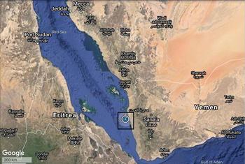 موقع ناقلة النفط صافر في البحر الأحمر، اليمن.