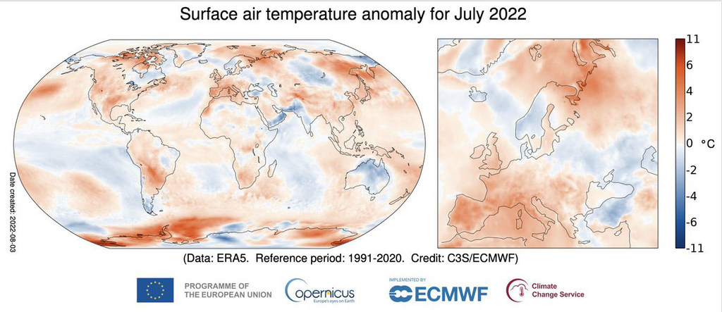 7月全球地表气温