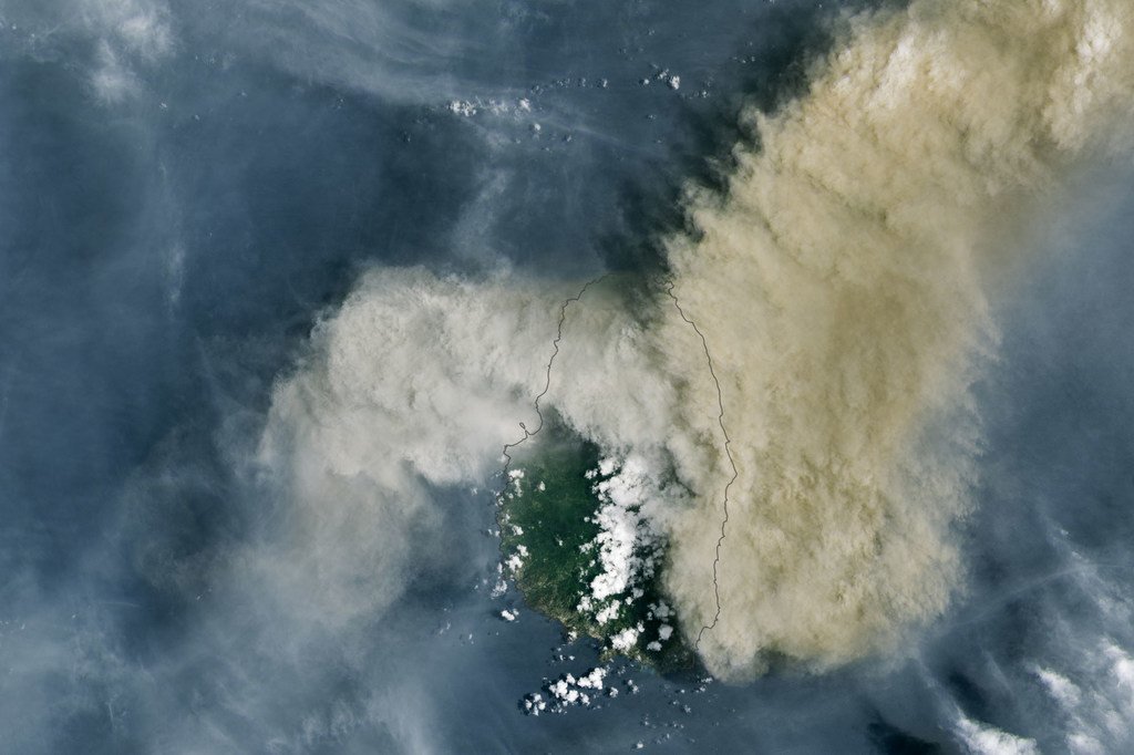 Ash and gas hangs over the Caribbean island of Saint Vincent following a volcanic eruption.