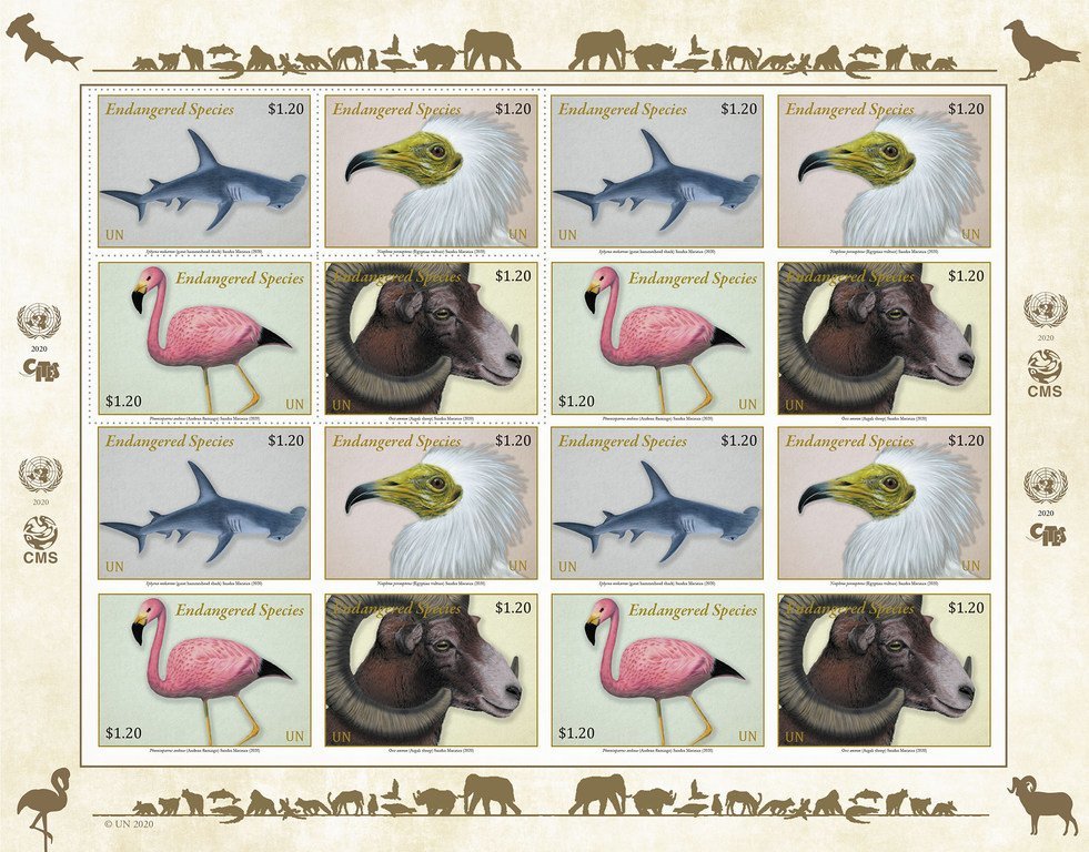 联合国发行濒危迁徙物种邮票