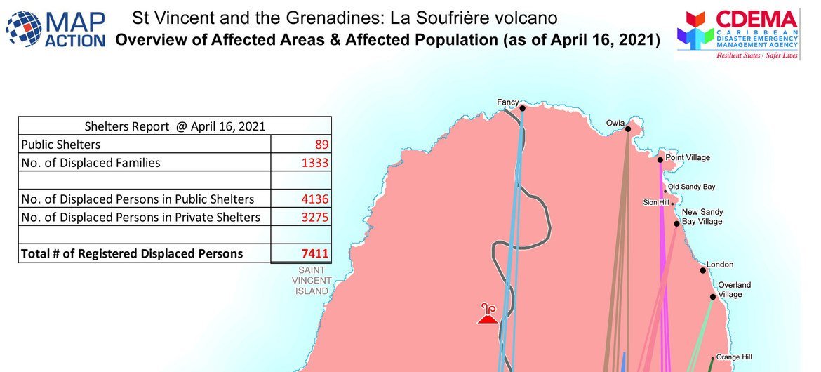 इस मानचित्र में प्रभावित इलाक़ों में 16 अप्रैल तक के हालात को दर्शाया गया है. 