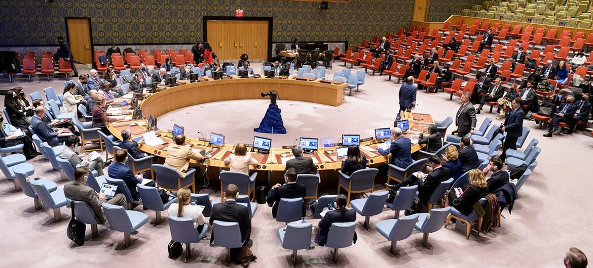 На фото: заседание Совета Безопасности ООН по Украине.