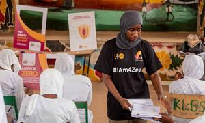 Gambian schoolgirls attend a UNFPA campaign to end female genital mutilation (file).