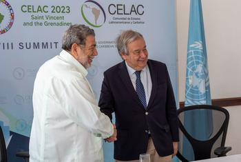 الأمين العام للأمم المتحدة، أنطونيو غوتيريش أثناء مشاركته في قمة مجموعة دول أمريكا اللاتينية ومنطقة البحر الكاريبي (سيلاك).