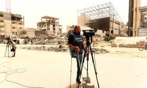 El periodista palestino Sami Shehada perdió una pierna en un ataque en Gaza.