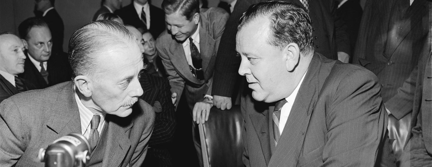 The first of the UN's mandates were agreed upon by Member States during the term of the first UN Secretary-General, Trygve Lie (right) from February 1946.