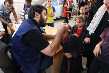 Campagne de vaccination contre la polio dans le centre de Gaza.