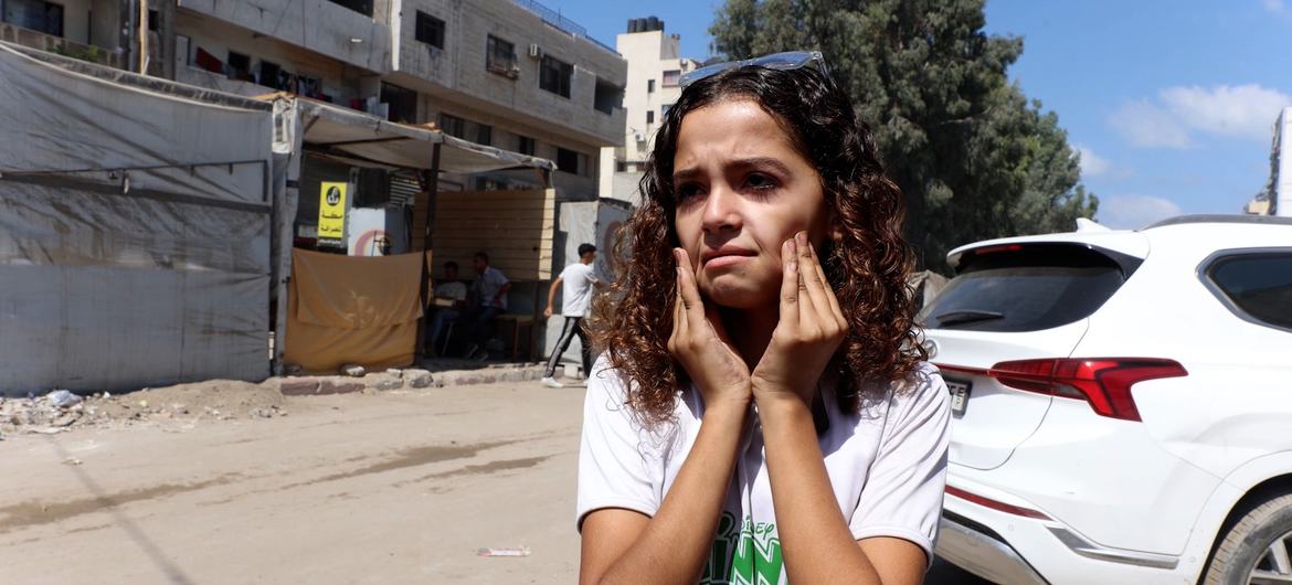 A child from Gaza, who lost her father during the war, said 