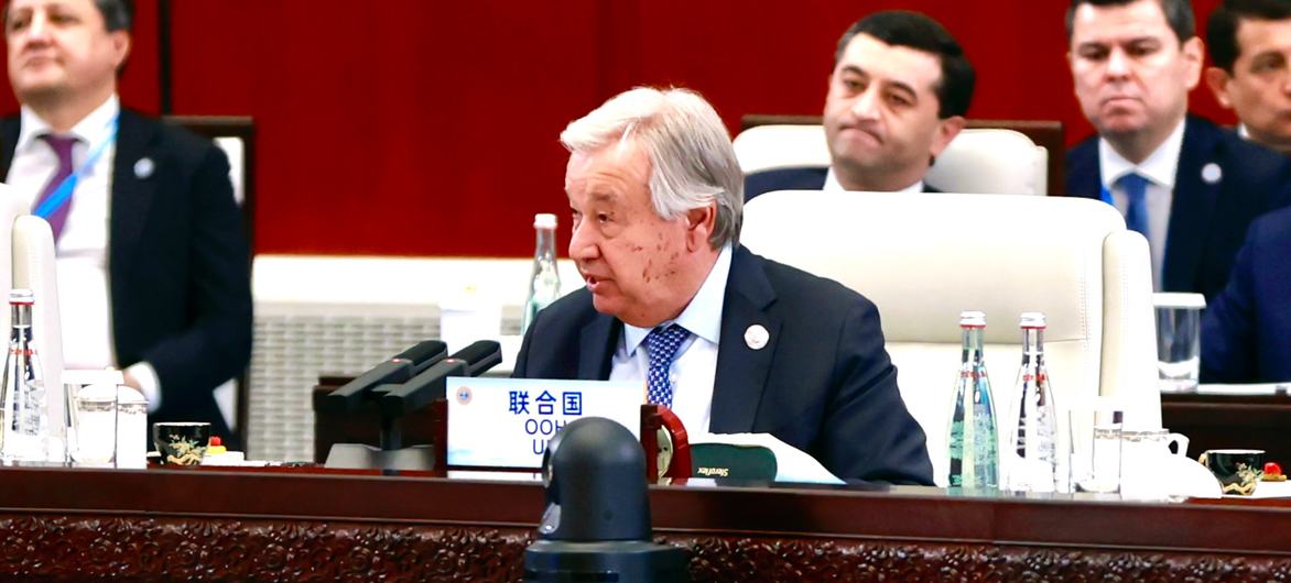 Генсек ООН Антониу Гутерриш на саммите ШОС в Китае. 
