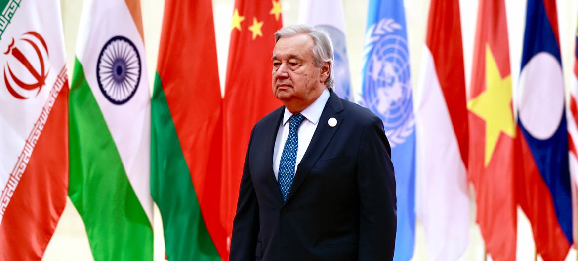 UN Secretary-General António Guterres at the Shanghai Cooperation Organization Summit in Tianjin, China.