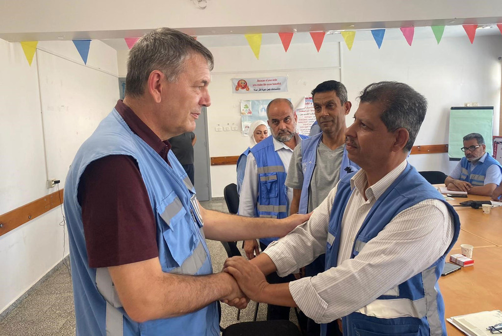 UNRWA Commissioner General Philippe Lazzarini visits colleagues in Gaza. 