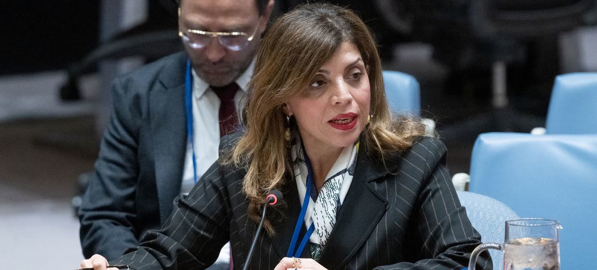 Caroline Ziadeh, Special Representative of the Secretary-General and Head of the UN Interim Administration Mission in Kosovo, briefs members of the  Security Council.