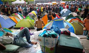 Hundreds of Venezuelan migrants stranded in Panama City.