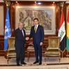 O secretário-geral António Guterres (à esquerda) reúne-se com Nechirvan Barzani, presidente da região do Curdistão do Iraque.
