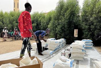 In Port Sudan, emergency food packages are distributed to people fleeing fighting in Khartoum.