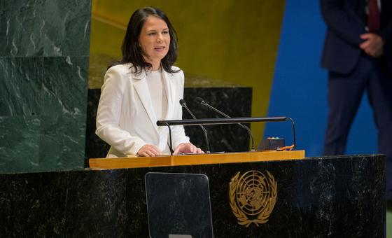 Annalena Baerbock, President-elect of the General Assembly at its eightieth session addresses delegations after her election.