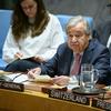 Le Secrétaire général António Guterres s'exprime lors d'une réunion du Conseil de sécurité sur la situation au Moyen-Orient.